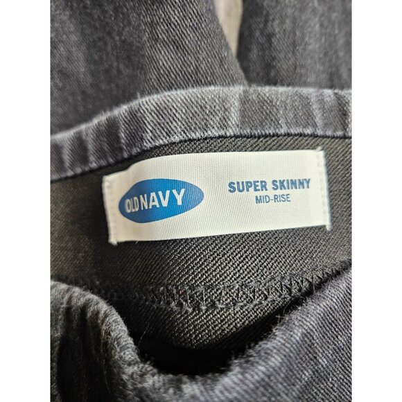 (3/$35) Old Navy Size 12 Long Skinny Mid Rise Pull On Stretch Grey Black Jeans - Picture 4 of 11